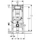 Geberit Duofix - Montážní prvek pro závěsné WC, 112 cm, se splachovací nádržkou pod omítku Sigma 12 odsávání zápachu s odvodem vzduchu