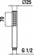Laufen Příslušenství - Twinstick sprchovací hlavice, 1 druh proudu, PVD inoxkartáčovaná ocel